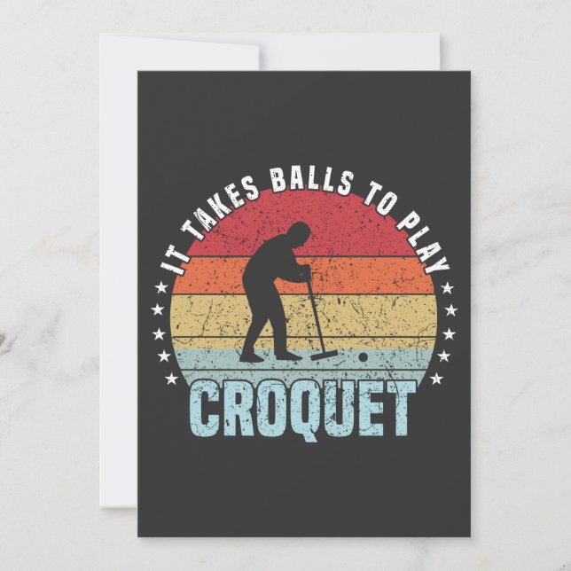 Retro, es braucht Balls, um Croquet zu spielen Einladung (Vorderseite)