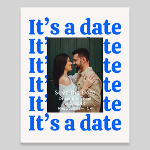 Retro Es ist ein Datum Foto Hochzeit Termin Flyer