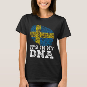 Retro Es ist in meinem DNS Schweden Flag Fingerpri T-Shirt