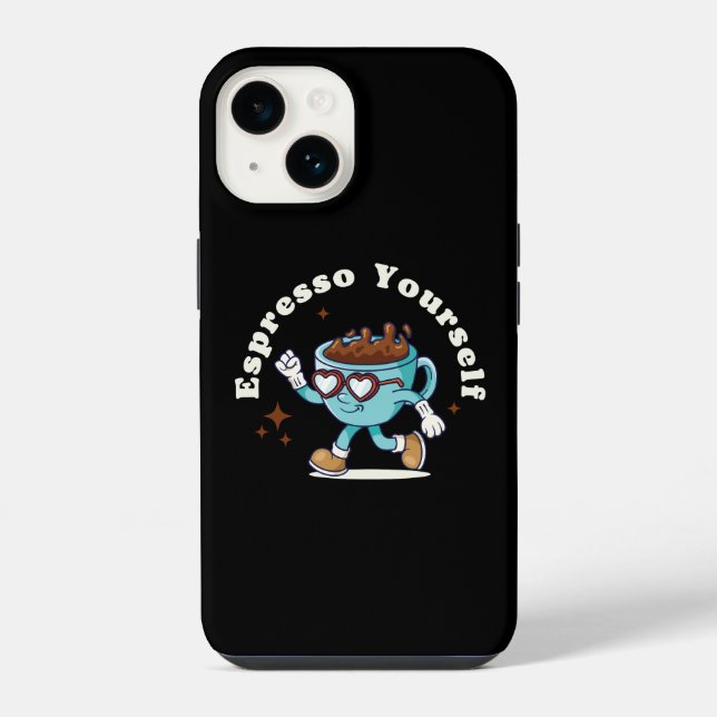 Retro Espresso Tanzkaffee iPhone 14 Hülle (Rückseite)
