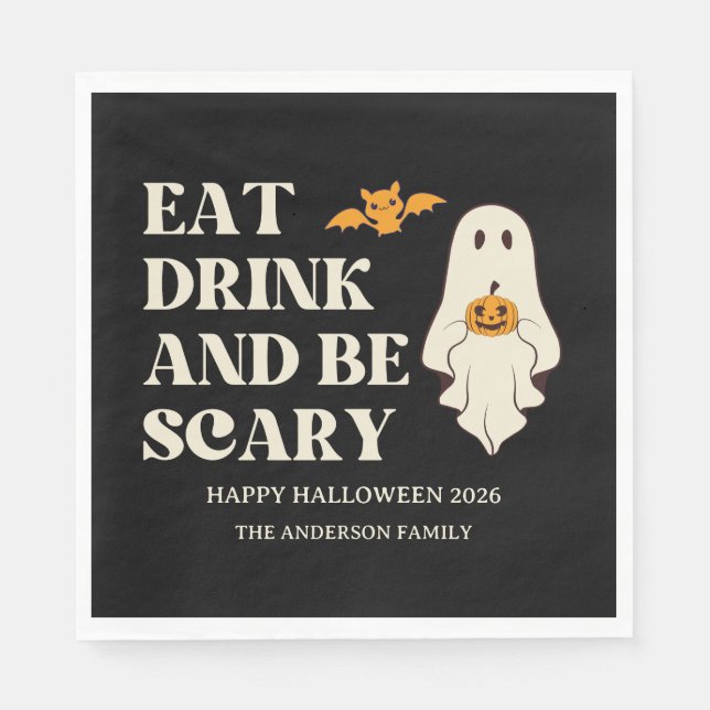 Retro essen Drink & Be Scarry Spooky Halloween Serviette (Vorderseite)