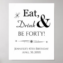 Retro essen Drink und sein 40. Geburtstag Zeichen