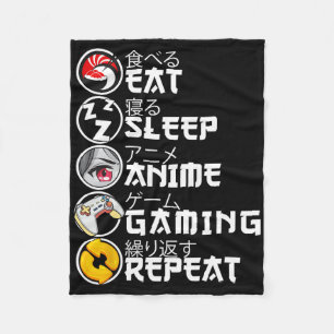Retro Essen Schlaf Anime Gaming Wiederholen Kawaii Fleecedecke