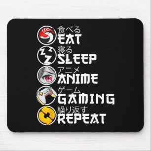 Retro Essen Schlaf Anime Gaming Wiederholen Kawaii Mousepad