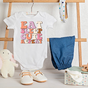 Retro essen Schlafen Niedlich wiederholen Baby Bod Strampler