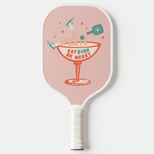 Retro essen, trinken und Meren Pickleball Weihnach Pickleball Schläger (Vorderseite)