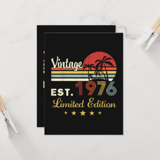 Retro Est 1976 Retro Sonnenuntergang Palmen Geburt Einladung