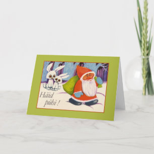 Retro estnische Häid Pühi Weihnachtsgruß-Karte Feiertagskarte