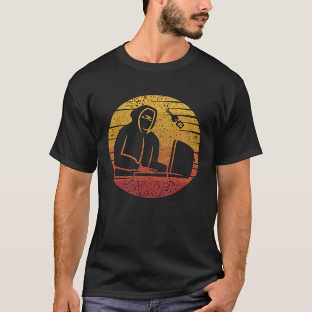 Retro Ethical Hacking White Hat Black Hacker T-Shirt (Vorderseite)