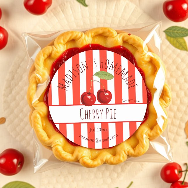 Retro | Étiquettes de tarte aux cerises faits mais (Créateur téléchargé)