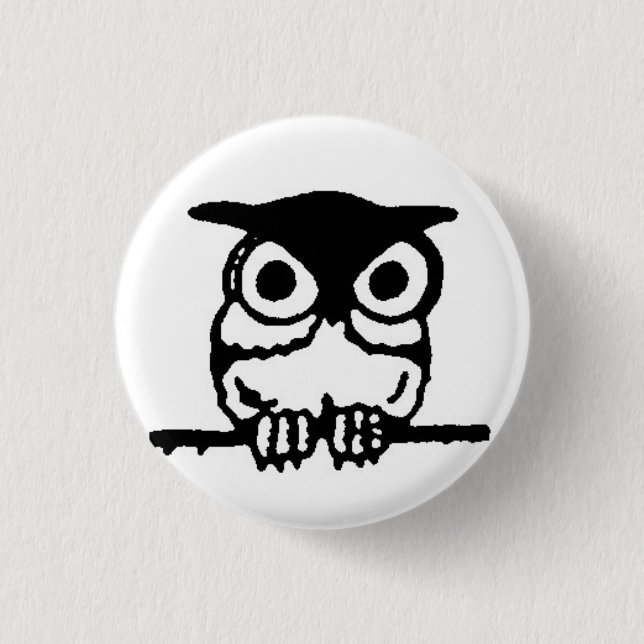 Retro Eule Button (Vorderseite)