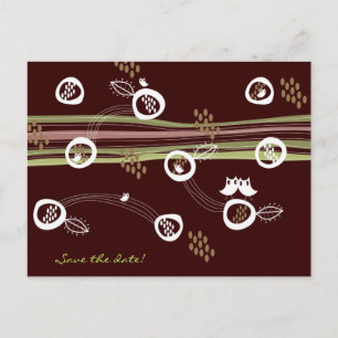 Retro-Eulen-Familie Save-the-Date-Postkarte Ankündigungspostkarte