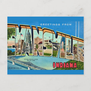Retro Evansville IN Postkarte