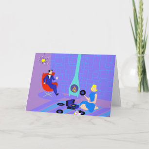 Retro Evening at Home Greeting Card Karte