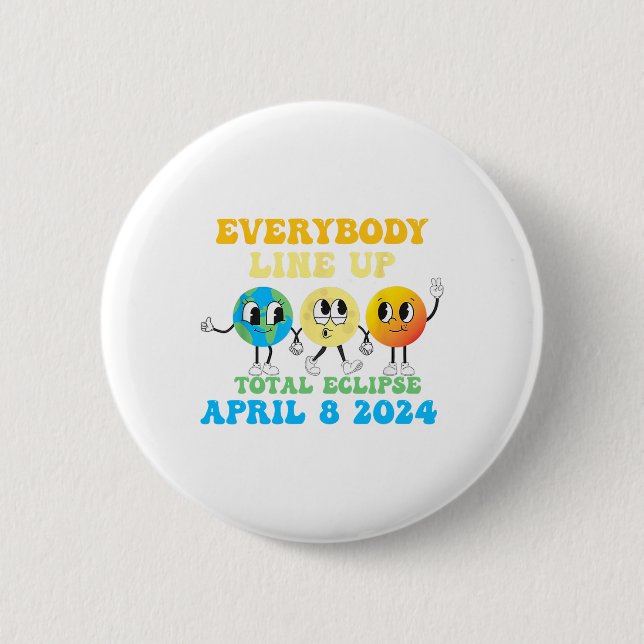 Retro Everybody line Up Total Solar Eclipse 2024 E Button (Vorderseite)