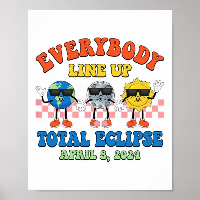 Retro Everybody line Up Total Solar Eclipse 2024 E Poster (Vorne)