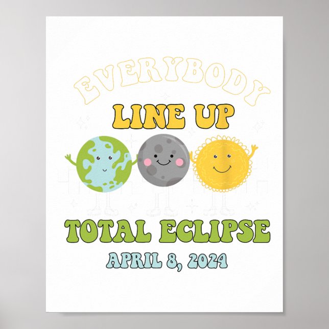 Retro Everybody line Up Total Solar Eclipse 2024 E Poster (Vorne)