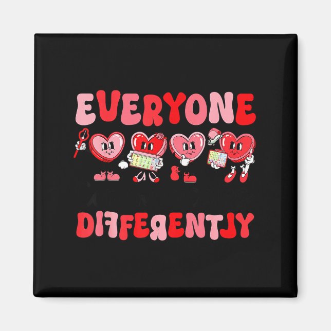 Retro Everyone Communicates Differently Autism Val Magnet (Vorne)