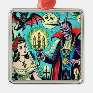 Retro Evil Horror Comic Ornament Aus Metall