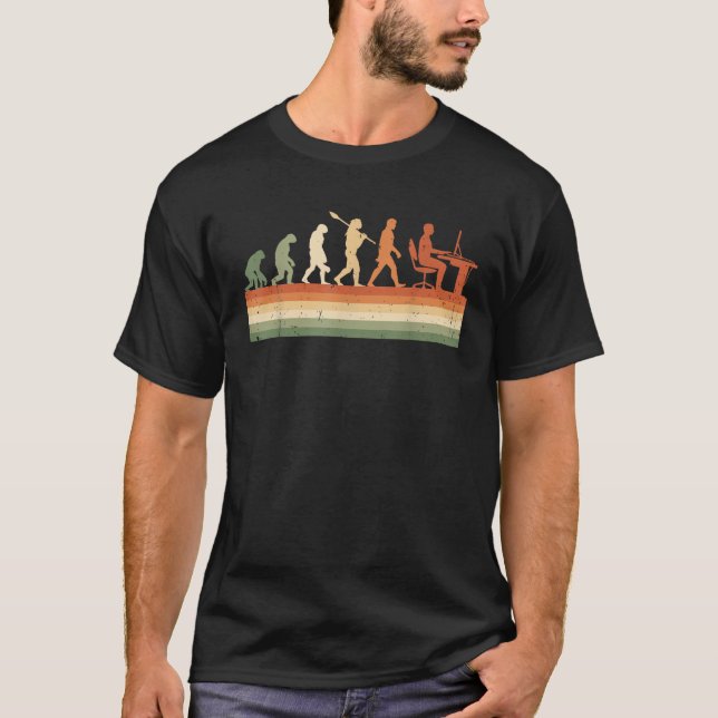 Retro-Evolution des Menschen Computerprogrammierer T-Shirt (Vorderseite)