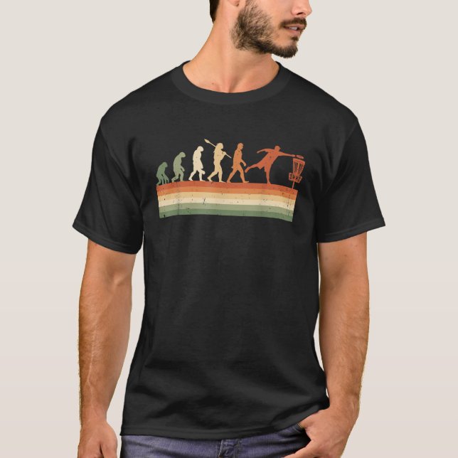 Retro-Evolution des Menschen Frisbee-Disc-Golf-Spi T-Shirt (Vorderseite)