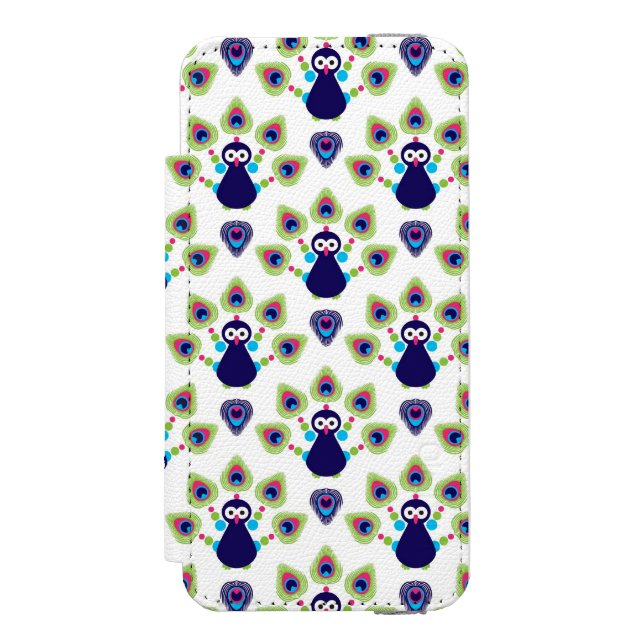 Retro exotischer Pfau Indiens Incipio iPhone Geldbeutel-Hülle (Folio Vorderseite)