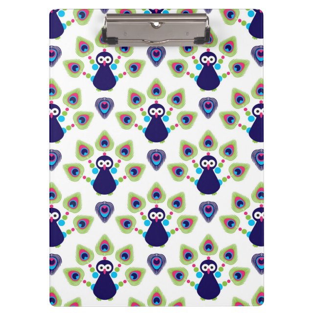 Retro exotischer Pfau Indiens Klemmbrett (Vorderseite)