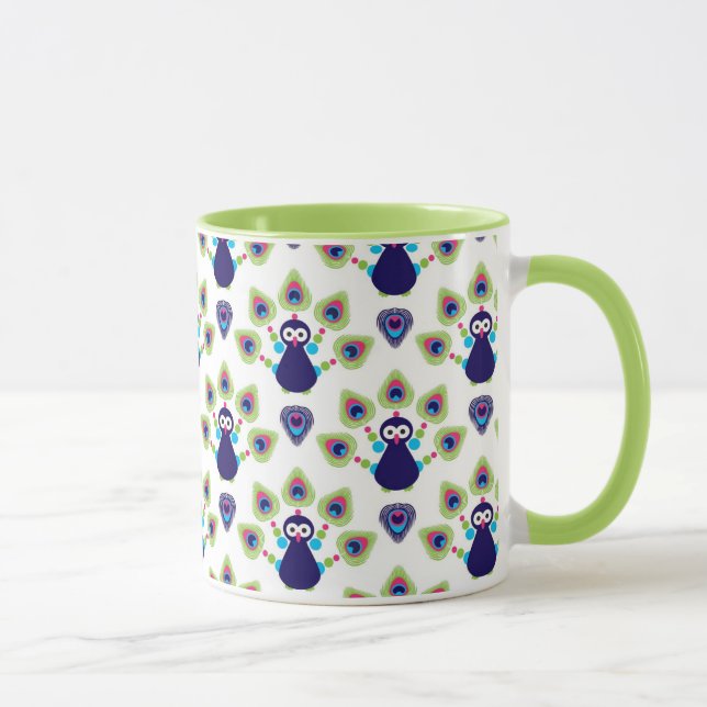Retro exotischer Pfau Indiens Tasse (Rechts)