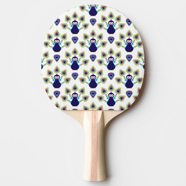 Retro exotischer Pfau Indiens Tischtennis Schläger (Vorderseite)
