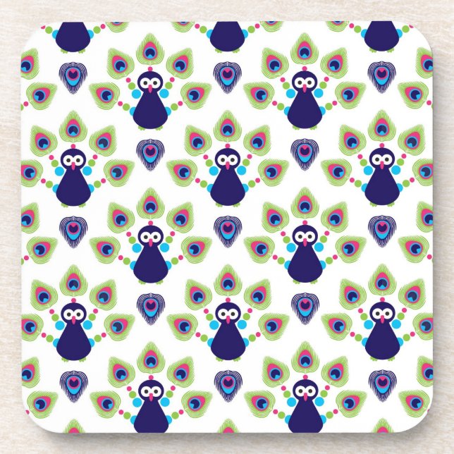Retro exotischer Pfau Indiens Untersetzer (Vorderseite)