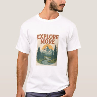 Rétro "Explore More" Mountain Adventure T-shirt