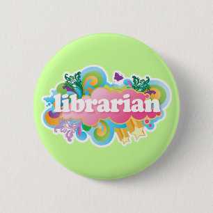 Retro Explosions-buntes Bibliothekar-Geschenk Button