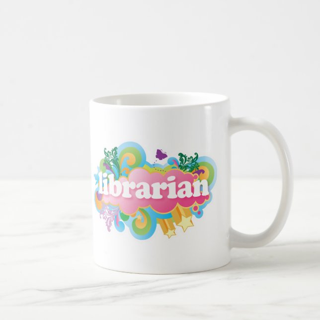 Retro Explosions-buntes Bibliothekar-Geschenk Kaffeetasse (Rechts)