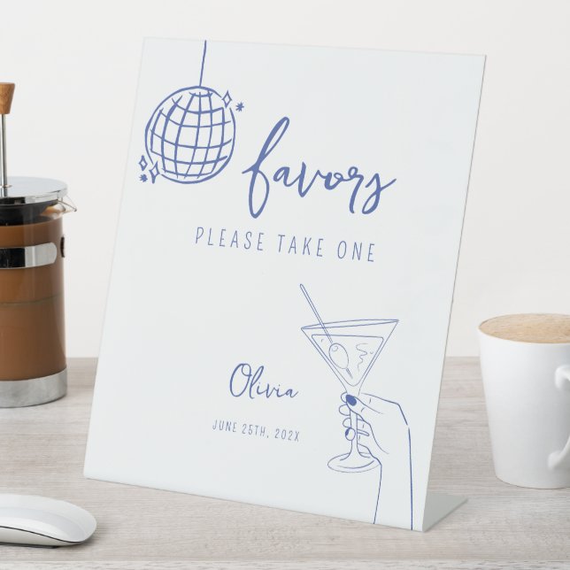 Retro extravagant Hand gezeichnete Disco Ball Favo Sockelschild (In Situ)