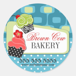 Retro Extravagantes Cupcake Runder Aufkleber