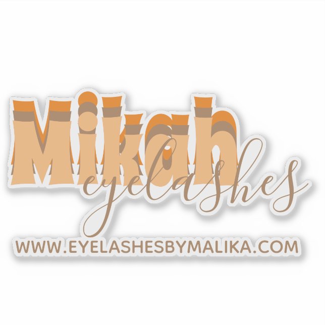 Retro Eyelashes Business Owner Name Sticker (Vorderseite)
