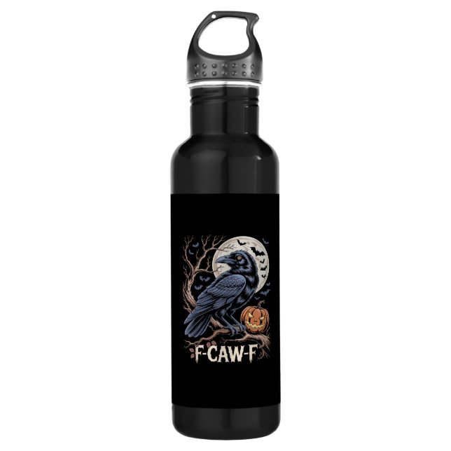 Retro F-Caw-F Bird Crow Funny Crow Bird Cawing Gru Edelstahlflasche (Vorderseite)