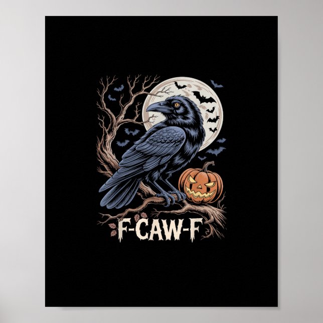 Retro F-Caw-F Bird Crow Funny Crow Bird Cawing Gru Poster (Vorne)