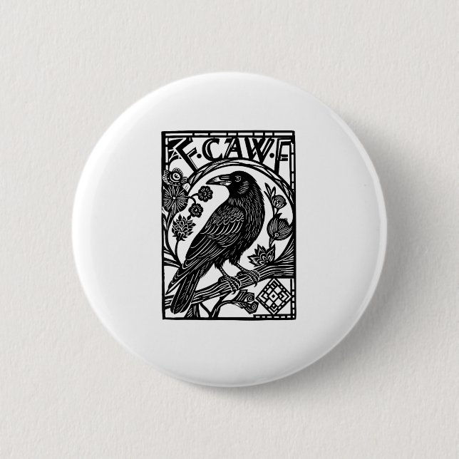 Retro F Caw F Crow Funny Saying Meme Design Button (Vorderseite)