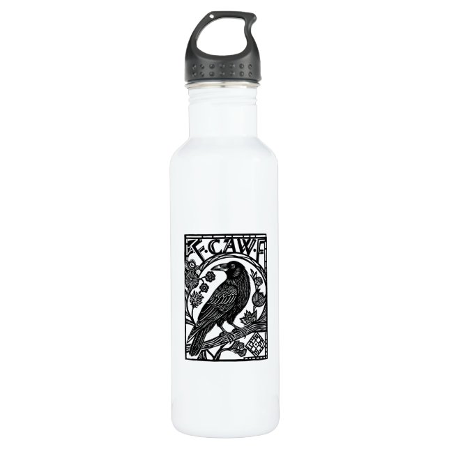 Retro F Caw F Crow Funny Saying Meme Design Edelstahlflasche (Vorderseite)