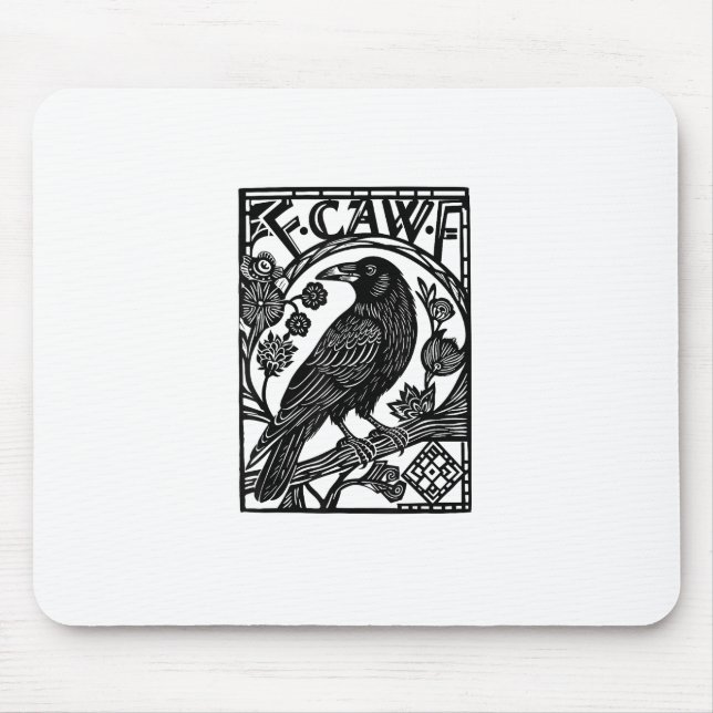 Retro F Caw F Crow Funny Saying Meme Design Mousepad (Vorne)