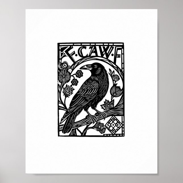 Retro F Caw F Crow Funny Saying Meme Design Poster (Vorne)