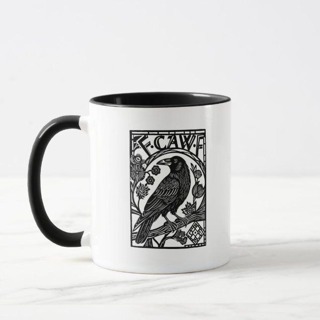 Retro F Caw F Krähe Lustiger Spruch Meme Design Tasse (Links)