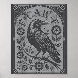 Retro F-caw-f Schwarze Krähen Blumen Kunst Lustige Poster