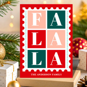 Retro Fa La La Weihnachtspostbriefmarke Feiertagskarte