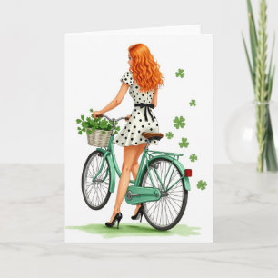 Retro-Fahrrad-Frau-Glückskarte Karte