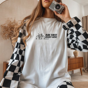 Retro Fahrrad Mädchen Ironie schwarz Tri-Blend Shirt