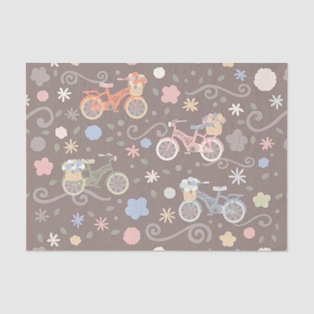 Retro Fahrrad und Blumen Seidenpapier (Vorderseite)