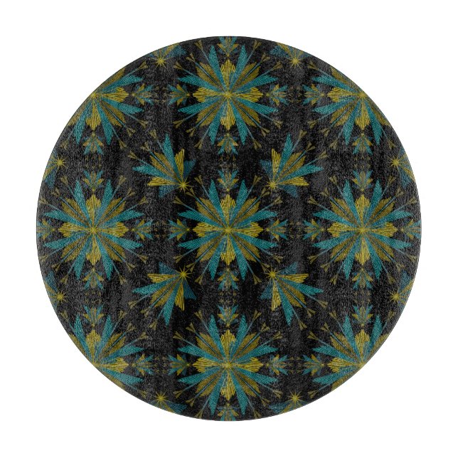Retro Fairy Stars Black Glass Cutting Board Schneidebrett (Vorderseite)