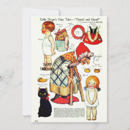 Retro Fairy Tale Halloween 🎃 Papierpuppen Dankeskarte